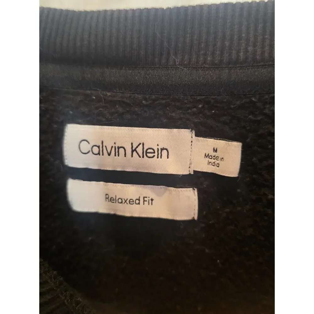 Calvin Klein Crewneck Sweatshirt Men's Medium Black Relaxed Fit Embroidered CK